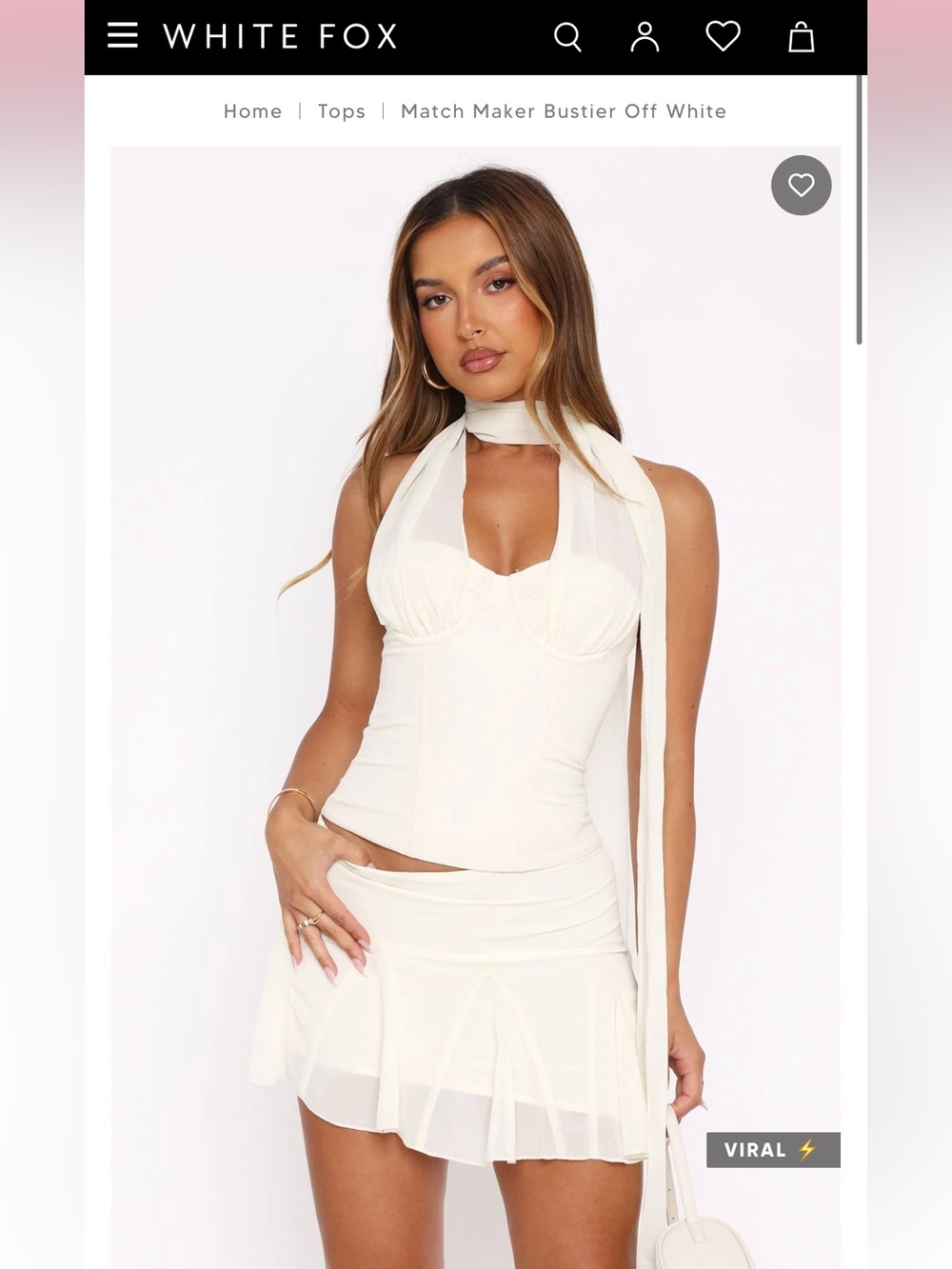 White Fox • Women's Off-White Halter Bustier Top with Versatile Scarf • NWT